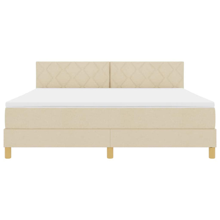 Box spring seng med pude med hovedgærde Creme 180 x 200 cm Stof