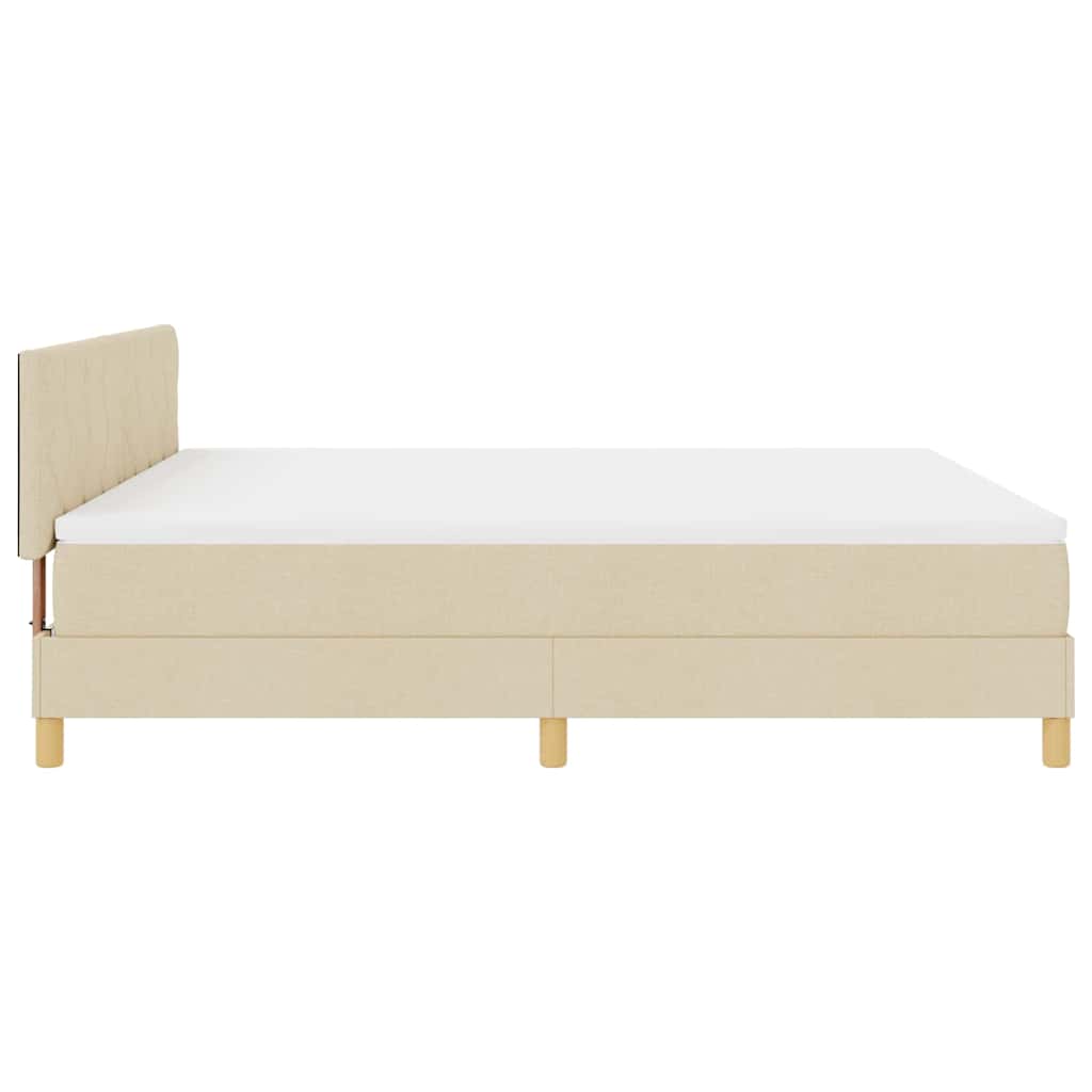 Box spring seng med pude med hovedgærde Creme 180 x 200 cm Stof