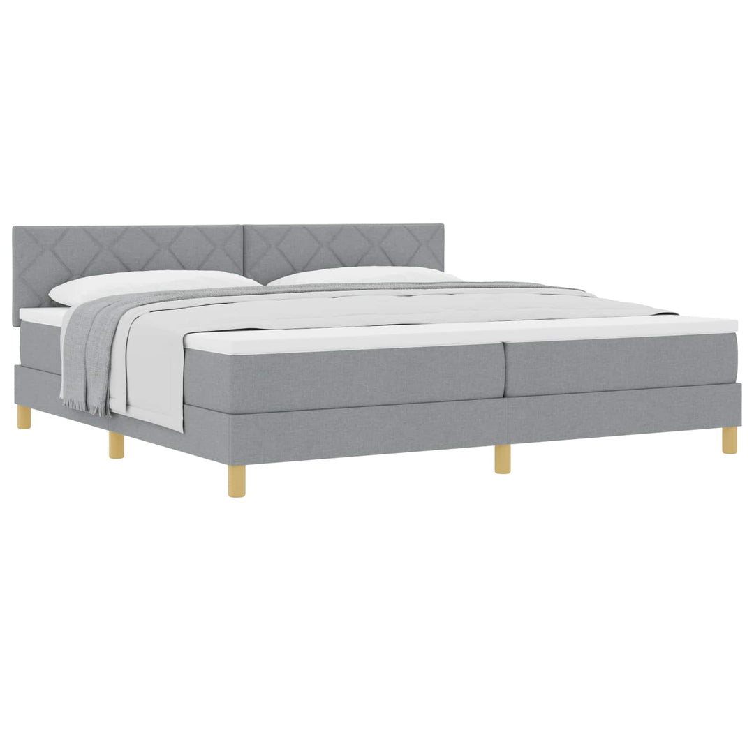 Box spring seng med pude Lysegrå 200 x 200 cm Stof