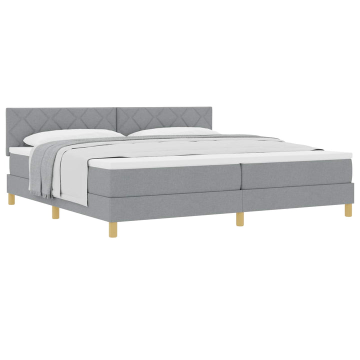 Box spring seng med pude Lysegrå 200 x 200 cm Stof