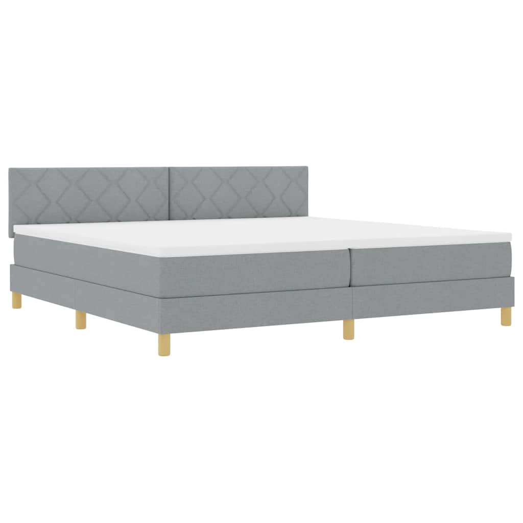 Box spring seng med pude Lysegrå 200 x 200 cm Stof