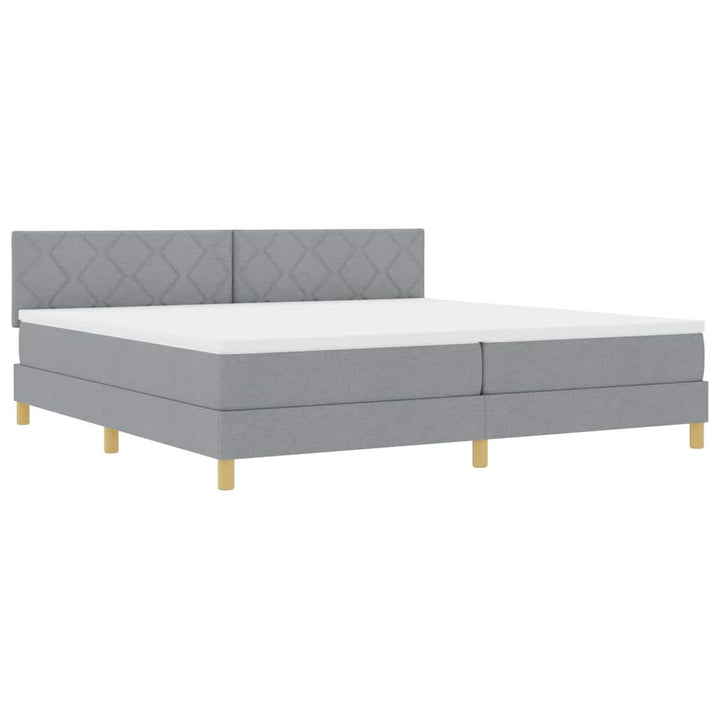Box spring seng med pude Lysegrå 200 x 200 cm Stof