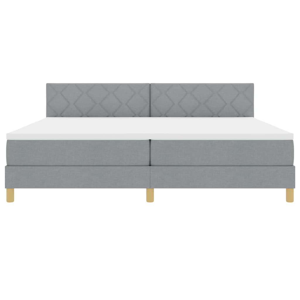 Box spring seng med pude Lysegrå 200 x 200 cm Stof