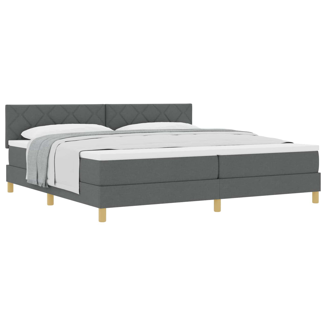 Box spring seng med pude Mørkegrå 200 x 200 cm Stof