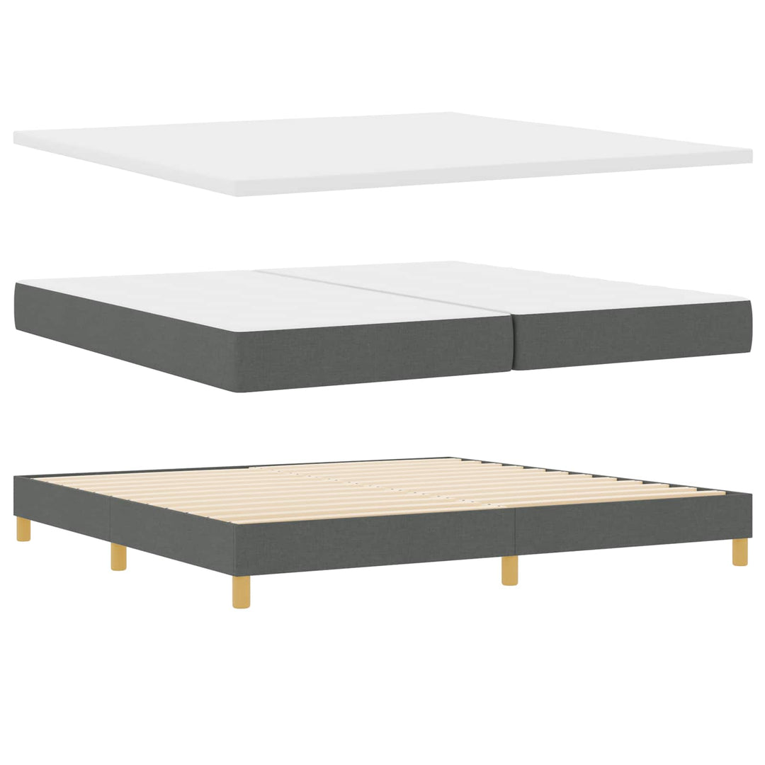 Box spring seng med pude Mørkegrå 200 x 200 cm Stof