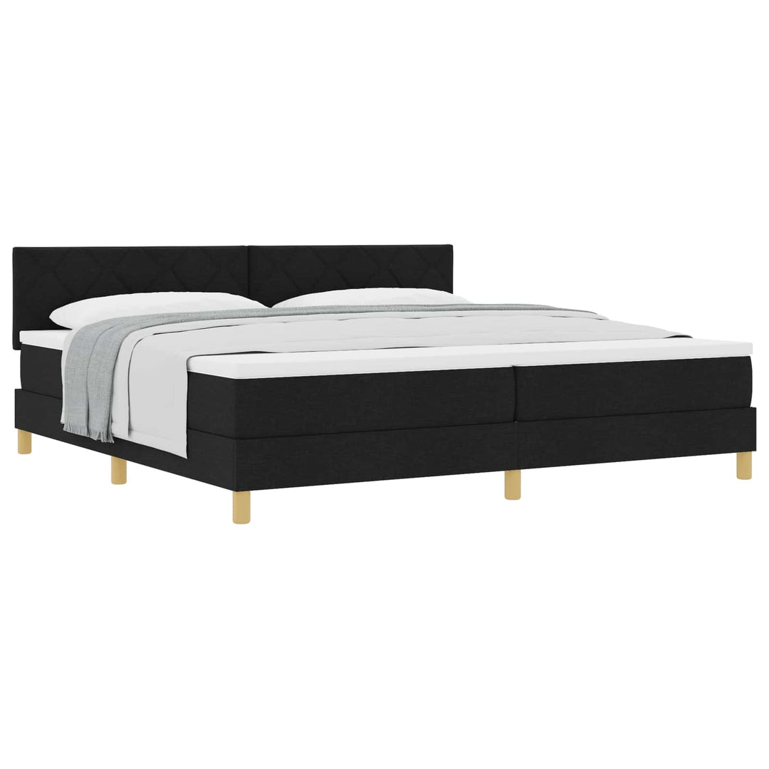 Box spring seng med pude med hovedgærde Sort 200 x 200 cm Stof