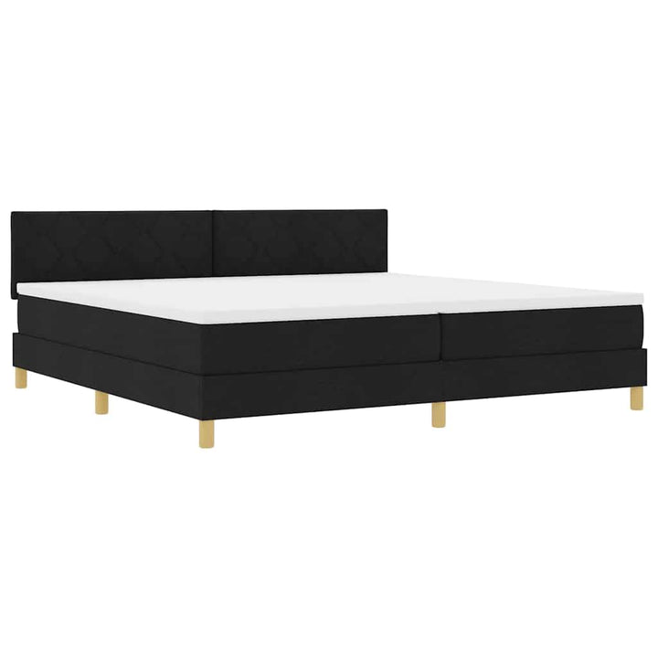 Box spring seng med pude med hovedgærde Sort 200 x 200 cm Stof