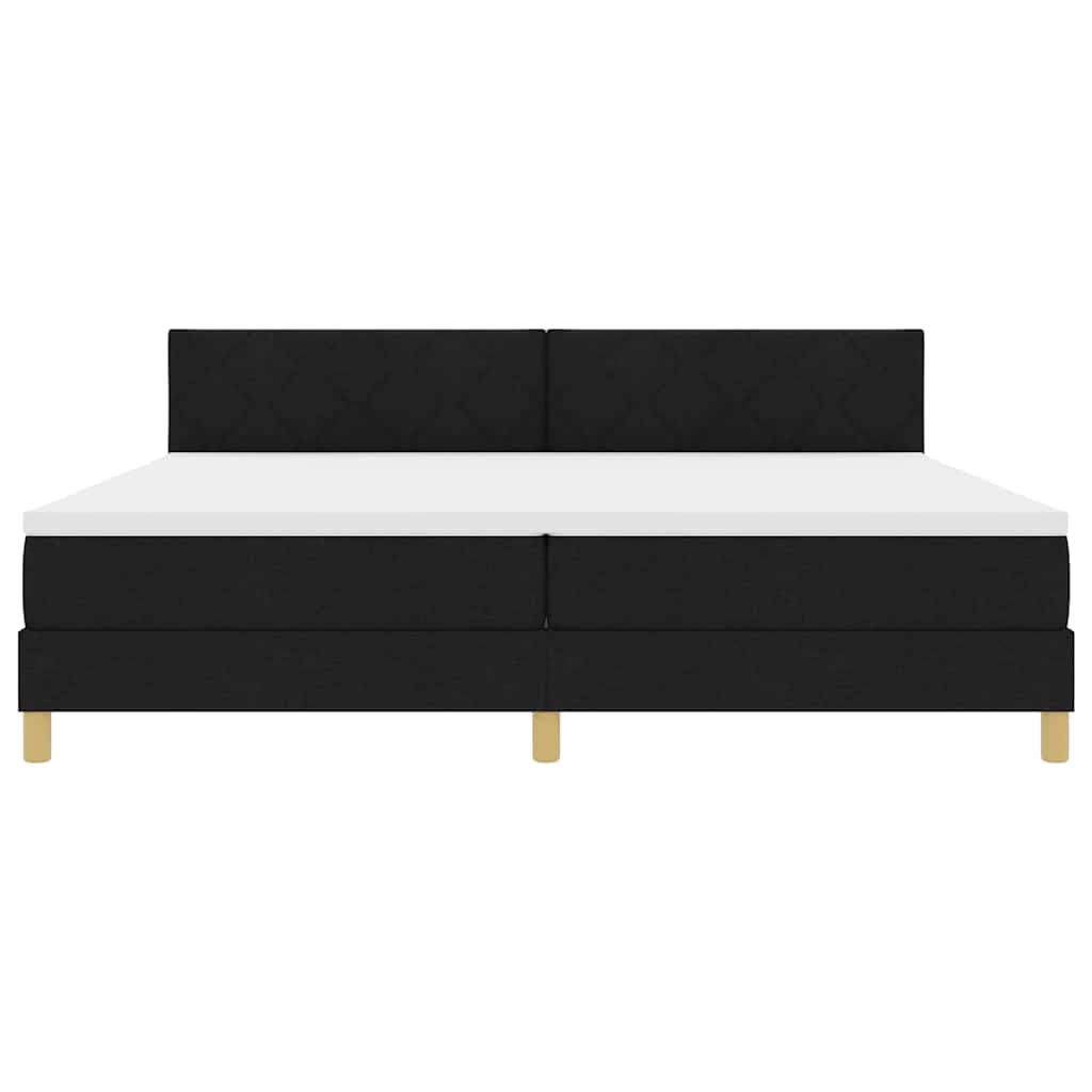 Box spring seng med pude med hovedgærde Sort 200 x 200 cm Stof