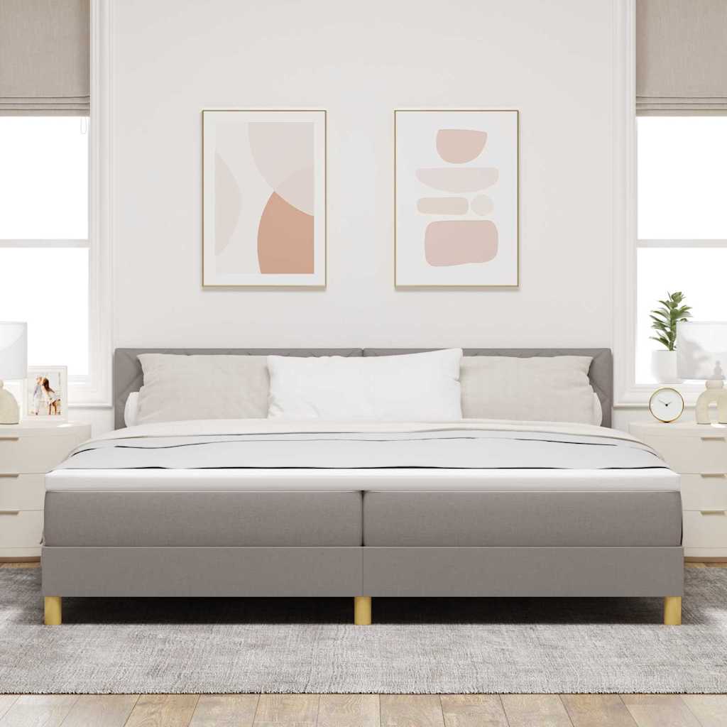 Box spring seng med pude Gråbrun 200 x 200 cm Stof