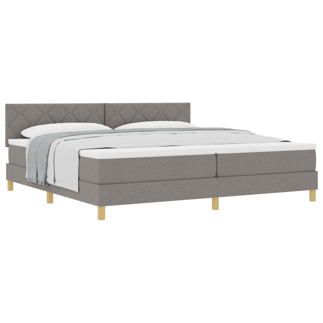 Box spring seng med pude Gråbrun 200 x 200 cm Stof