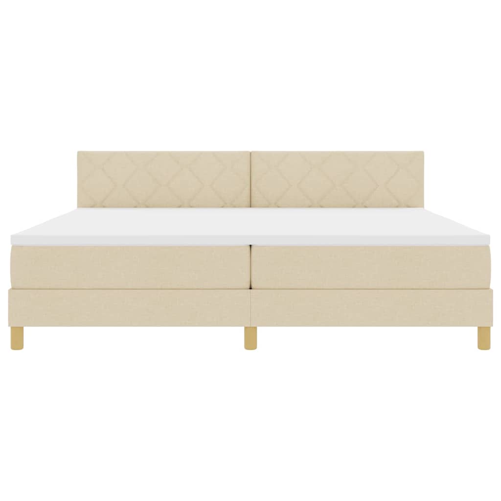 Box spring seng med pude med hovedgærde Creme 200 x 200 cm Stof