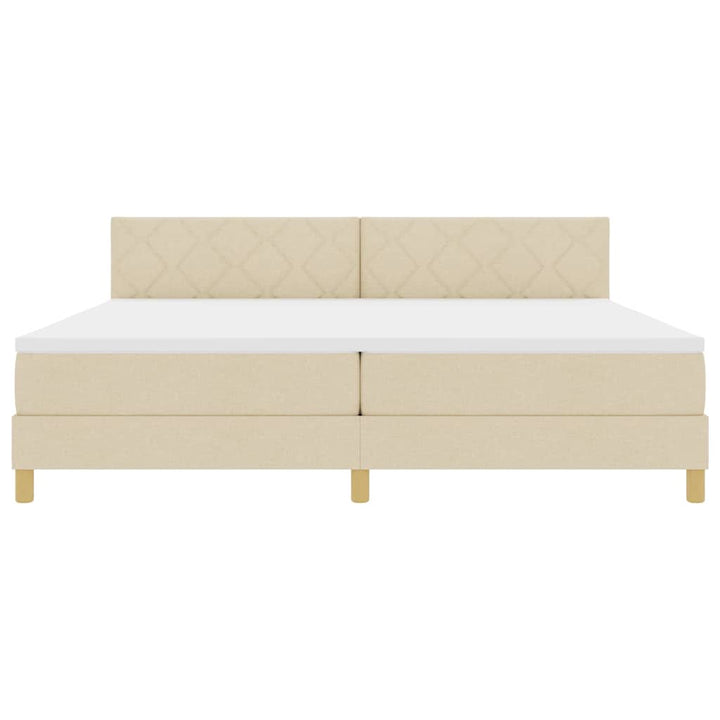 Box spring seng med pude med hovedgærde Creme 200 x 200 cm Stof