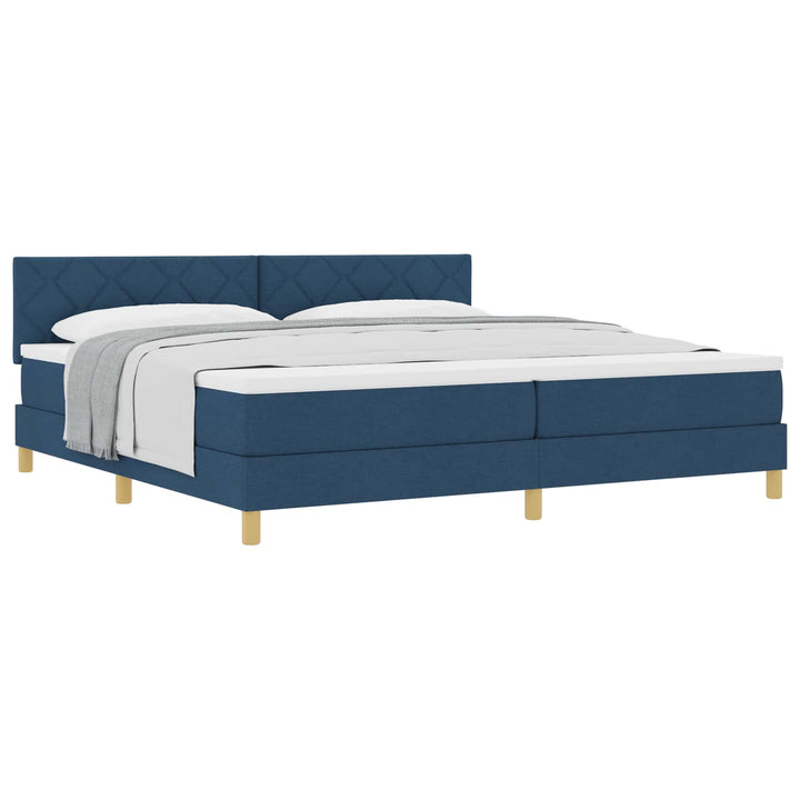 Box spring seng med pude med hovedgærde Blå 200 x 200 cm Stof