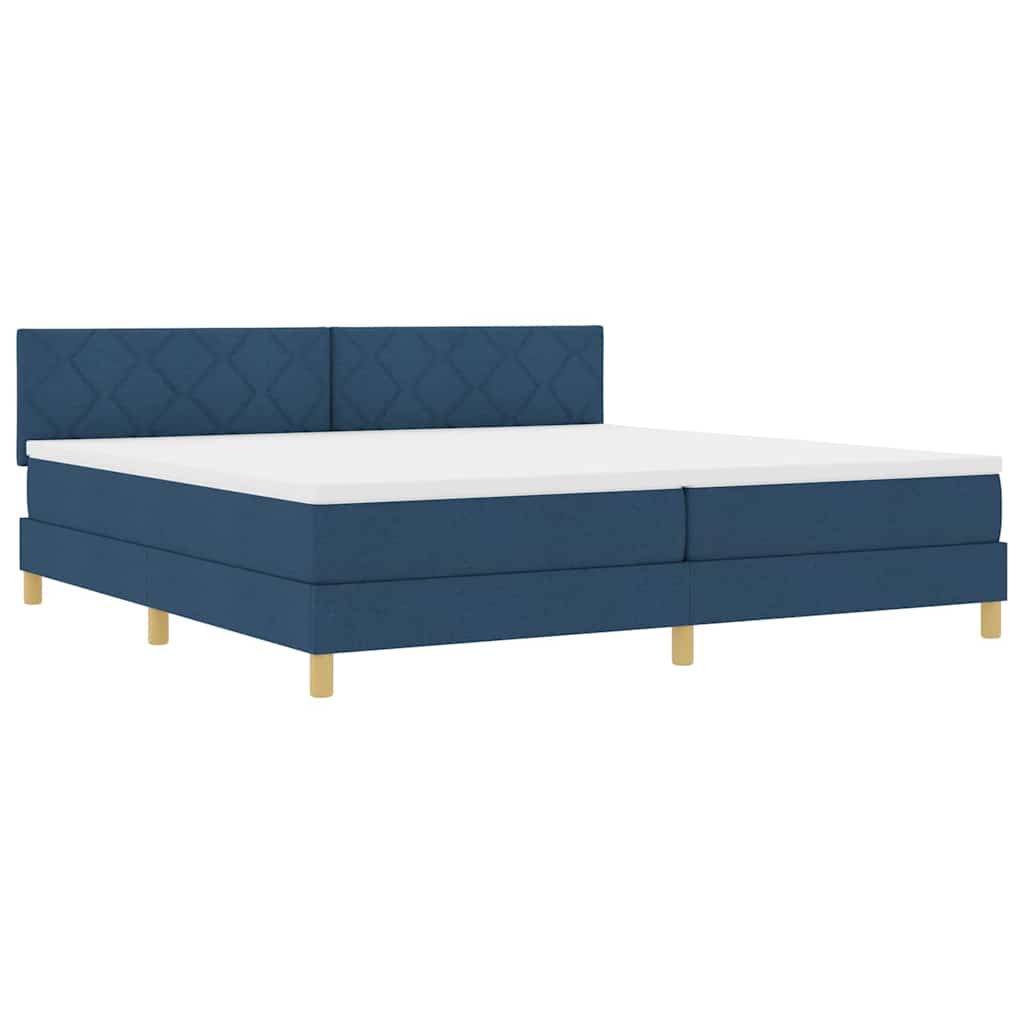 Box spring seng med pude med hovedgærde Blå 200 x 200 cm Stof