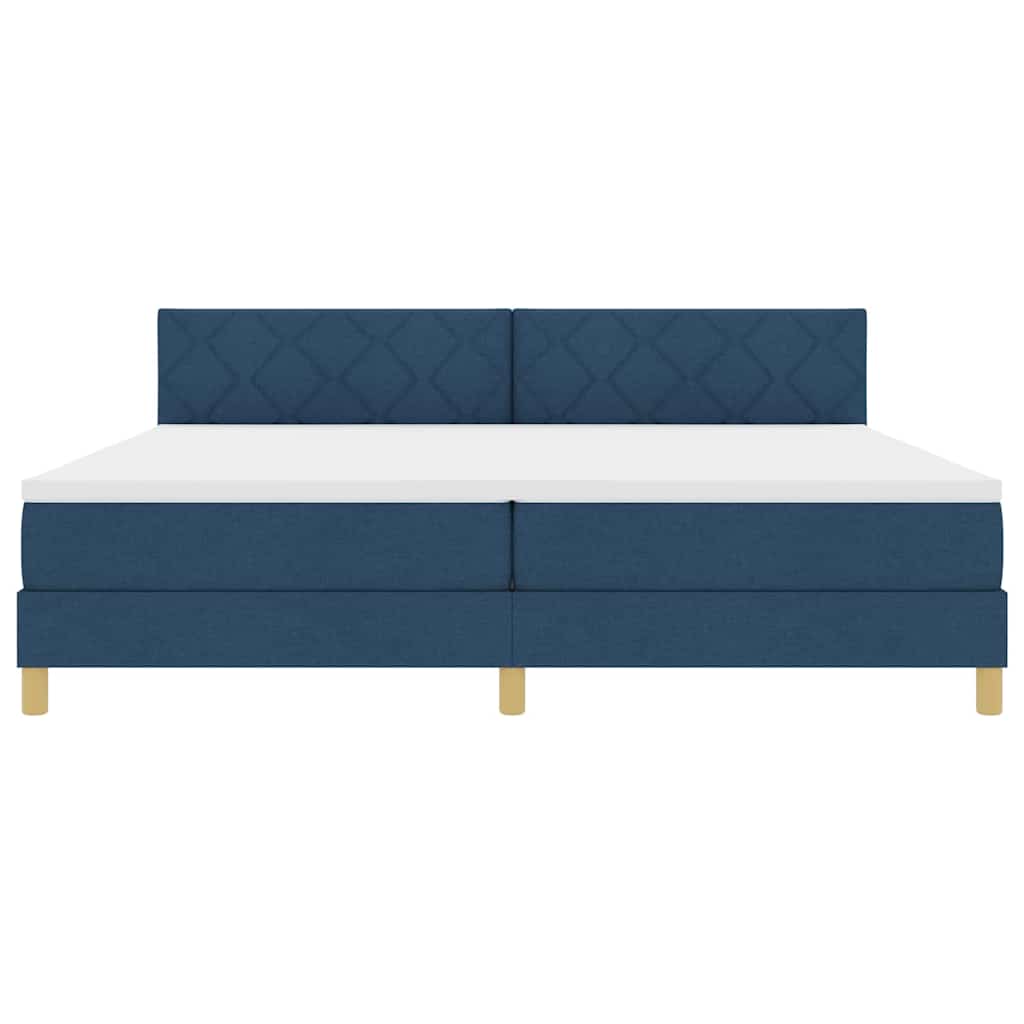 Box spring seng med pude med hovedgærde Blå 200 x 200 cm Stof