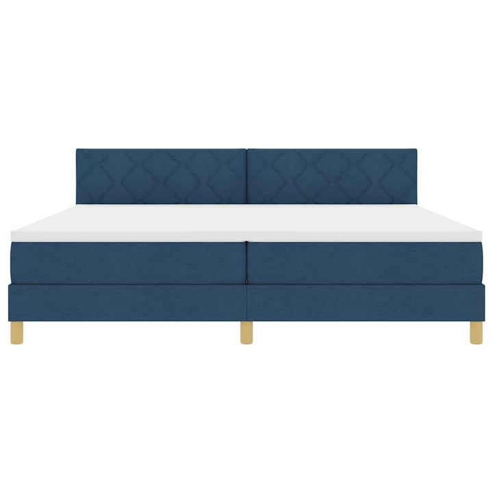 Box spring seng med pude med hovedgærde Blå 200 x 200 cm Stof