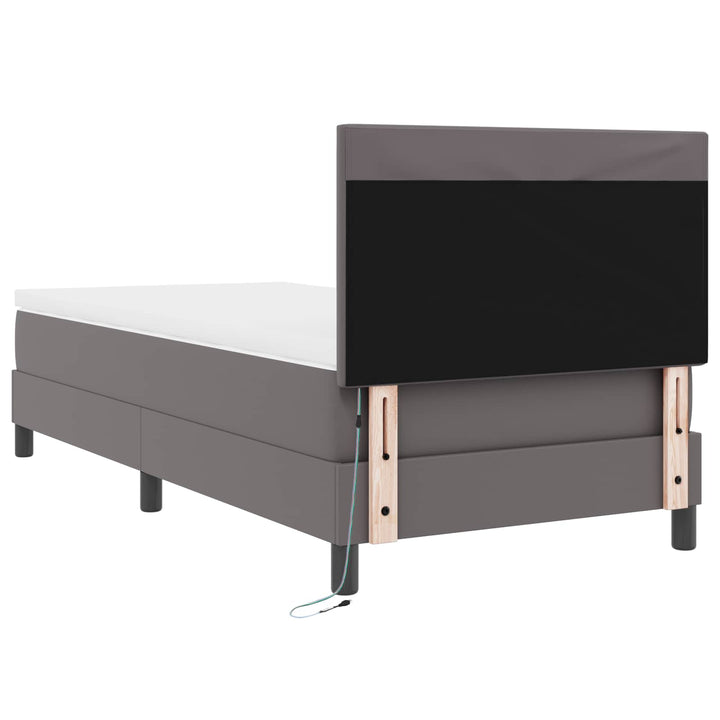 Box spring seng med madras Grå 90 x 190 cm Kunstlæder