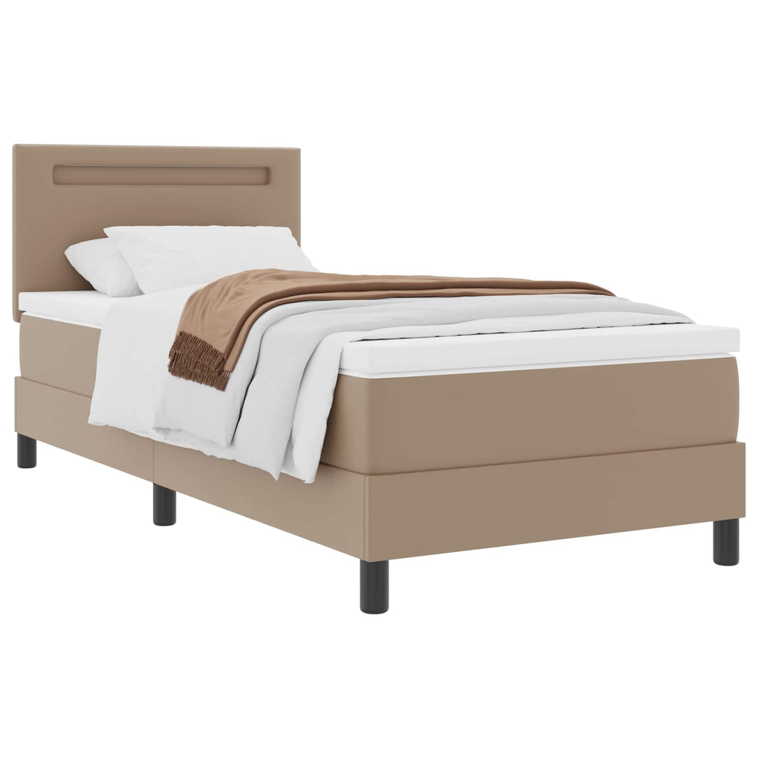Box spring seng med madras Cappuccino 90 x 190 cm Kunstlæder