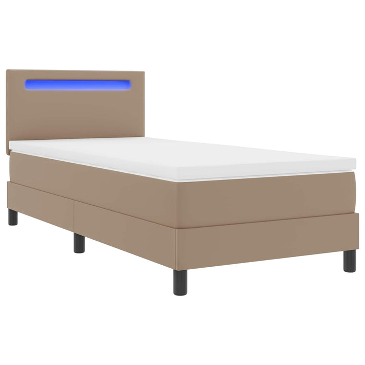 Box spring seng med madras Cappuccino 90 x 190 cm Kunstlæder