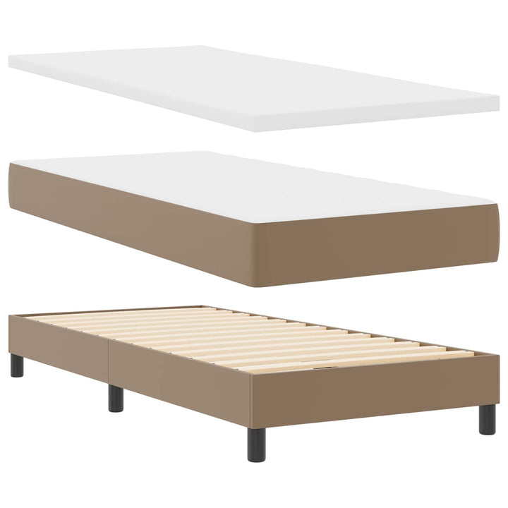 Box spring seng med madras Cappuccino 90 x 190 cm Kunstlæder