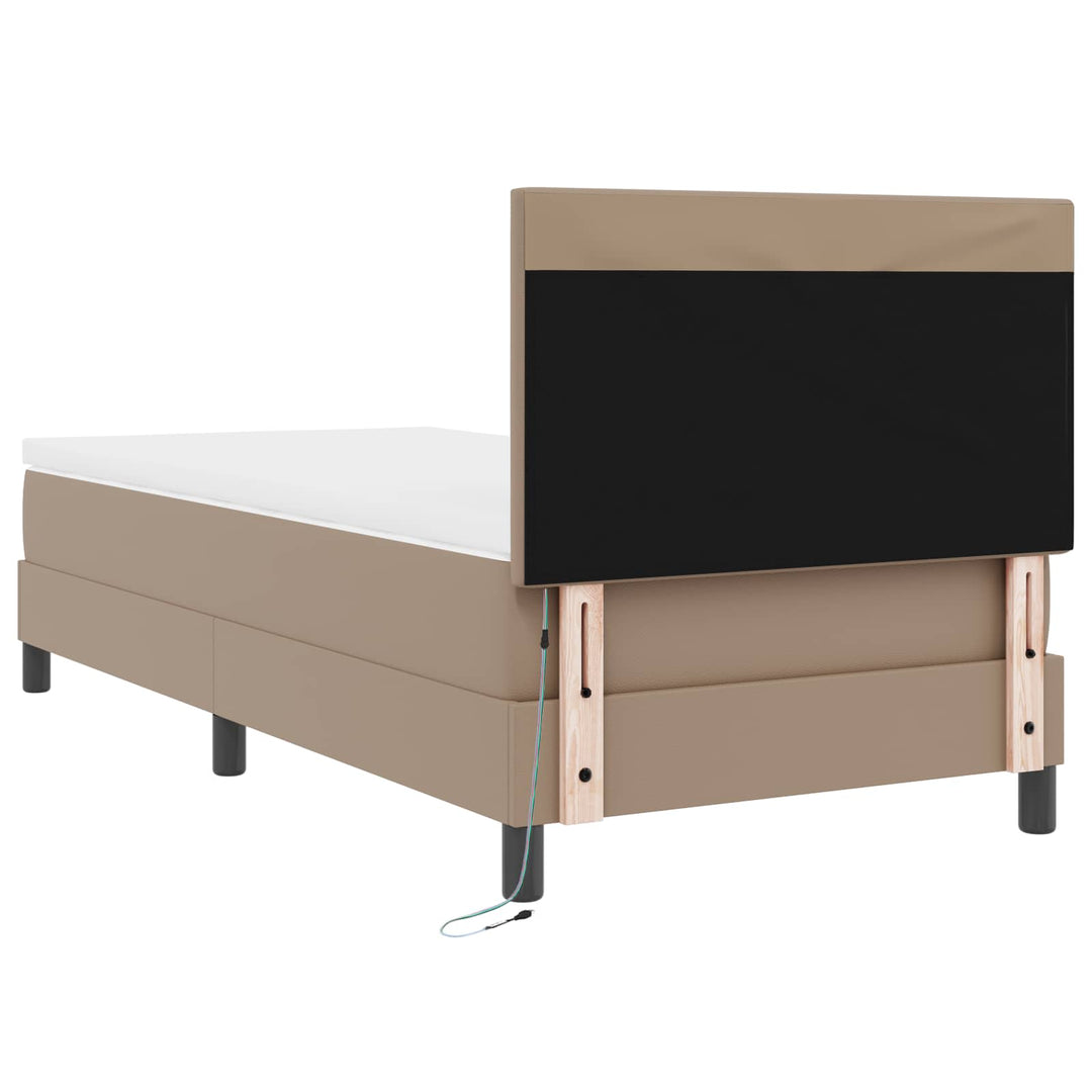 Box spring seng med madras Cappuccino 90 x 190 cm Kunstlæder