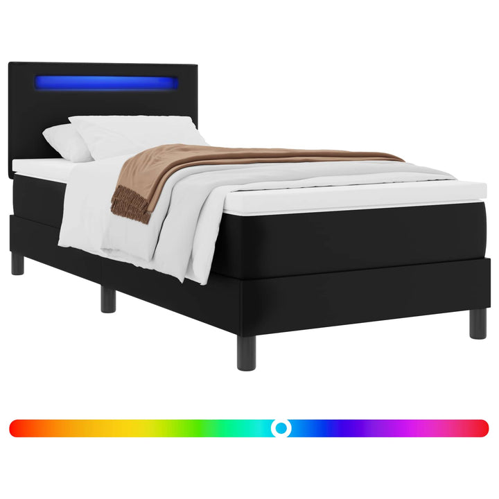 Box spring seng med madras Sort 90 x 200 cm Kunstlæder