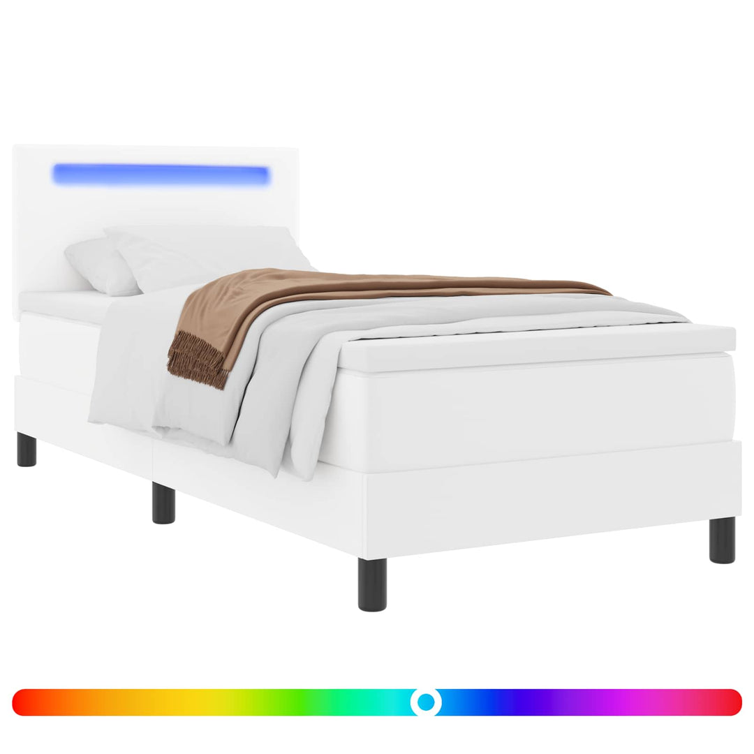 Box spring seng med madras Hvid 90 x 200 cm Kunstlæder