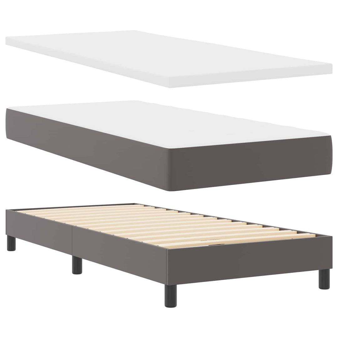 Box spring seng med madras Grå 90 x 200 cm Kunstlæder