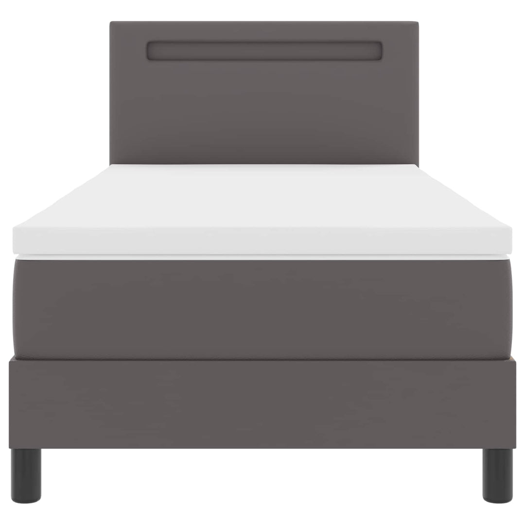 Box spring seng med madras Grå 90 x 200 cm Kunstlæder