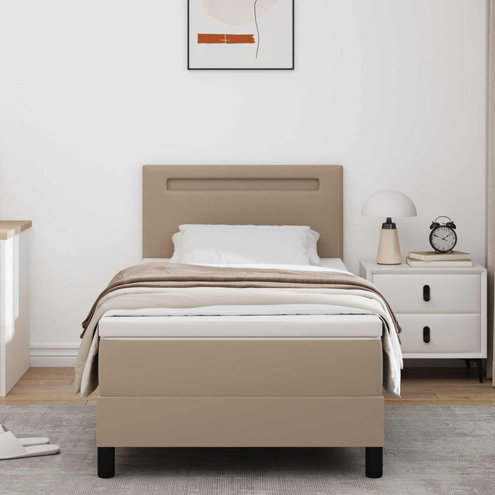 Box spring seng med madras Cappuccino 90 x 200 cm Kunstlæder