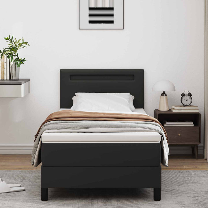 Box spring seng med madras Sort 100 x 200 cm Kunstlæder