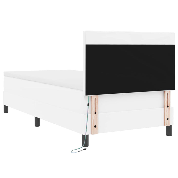 Box spring seng med hovedgærde Hvid 100 x 200 cm Kunstlæder