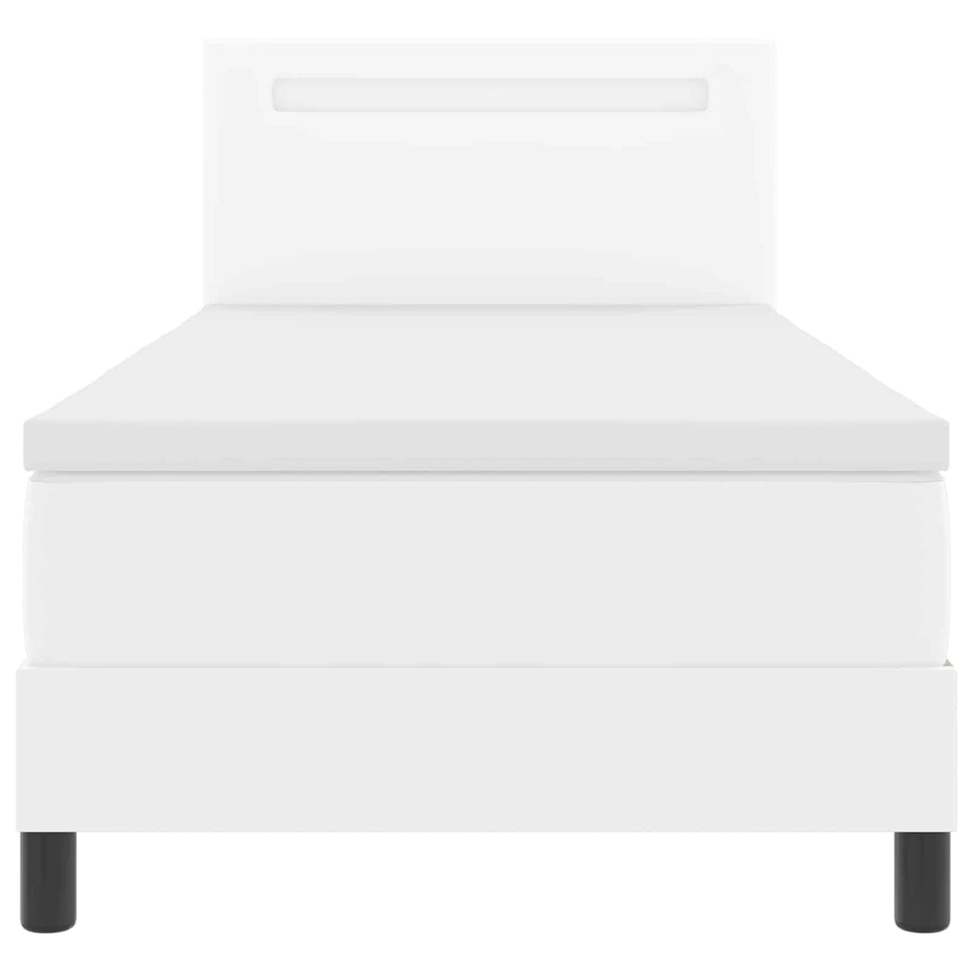 Box spring seng med hovedgærde Hvid 100 x 200 cm Kunstlæder