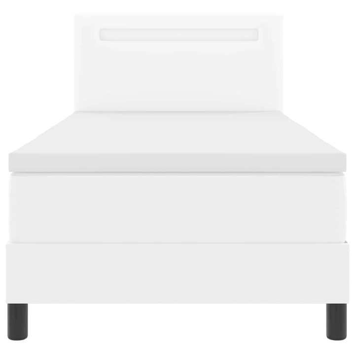 Box spring seng med hovedgærde Hvid 100 x 200 cm Kunstlæder