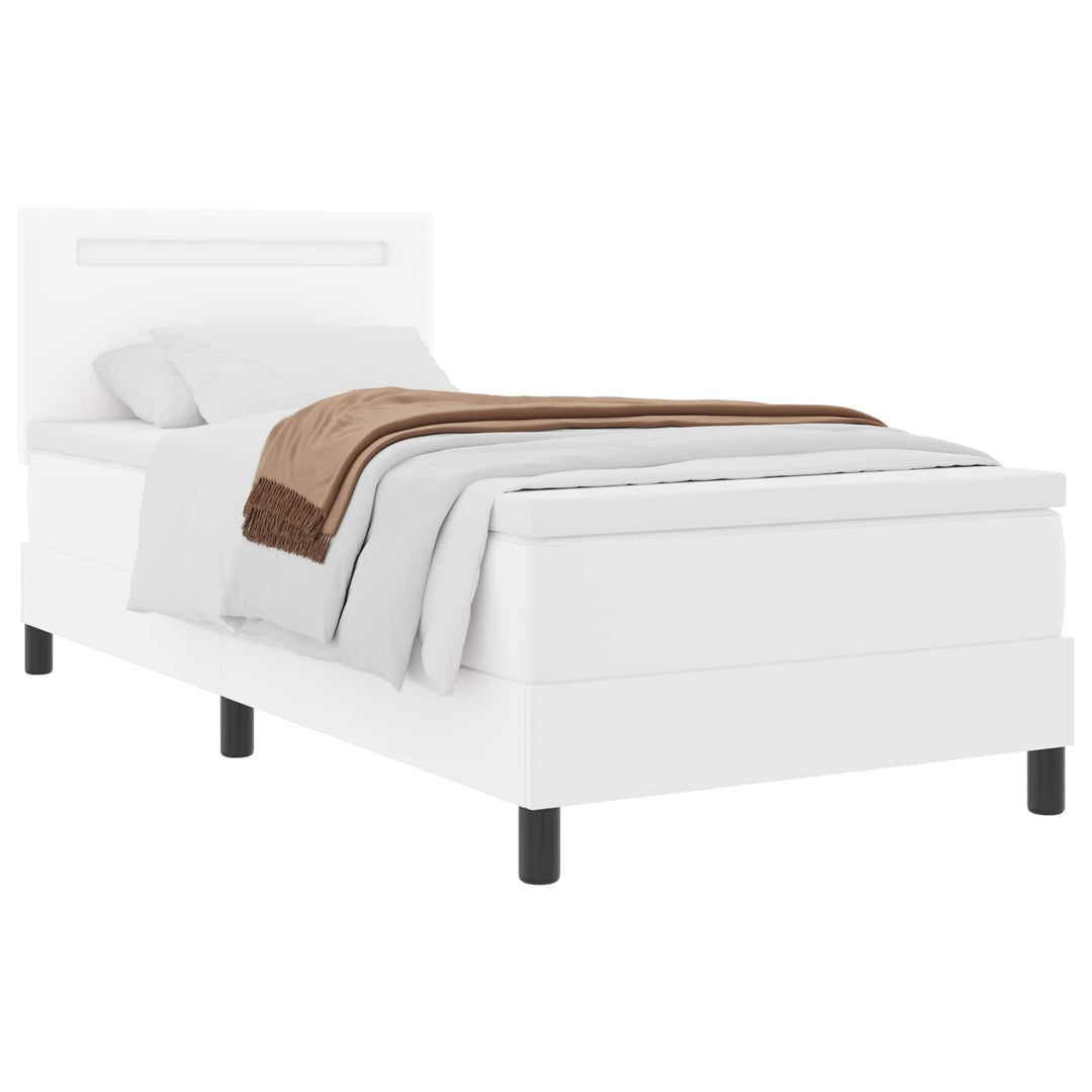 Box spring seng med hovedgærde Hvid 100 x 200 cm Kunstlæder