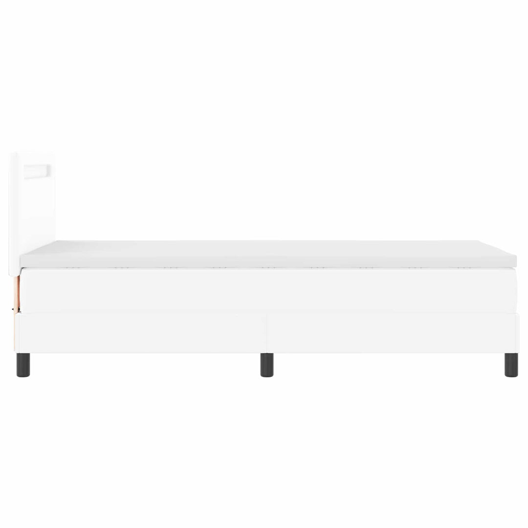 Box spring seng med hovedgærde Hvid 100 x 200 cm Kunstlæder