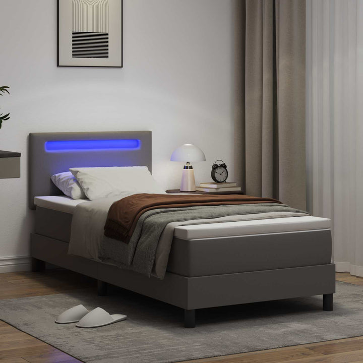 Box spring seng med madras Grå 100 x 200 cm Kunstlæder