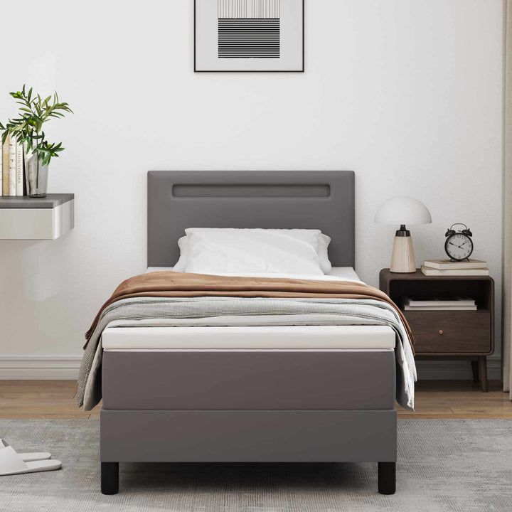 Box spring seng med madras Grå 100 x 200 cm Kunstlæder