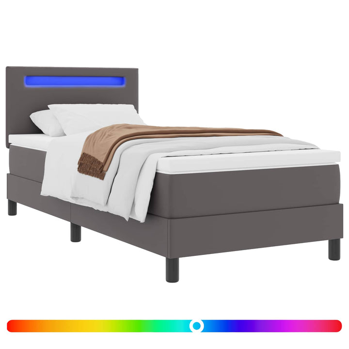 Box spring seng med madras Grå 100 x 200 cm Kunstlæder