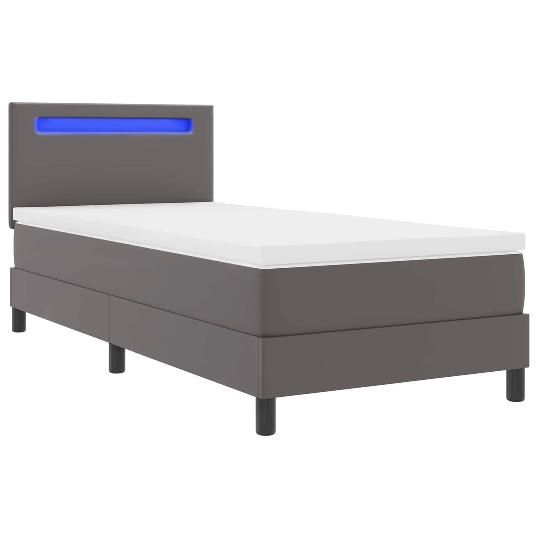 Box spring seng med madras Grå 100 x 200 cm Kunstlæder