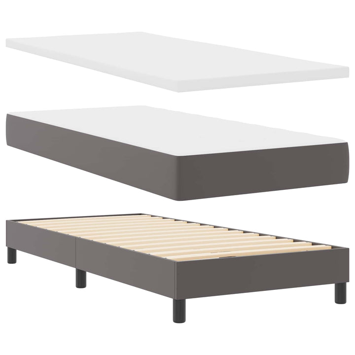 Box spring seng med madras Grå 100 x 200 cm Kunstlæder