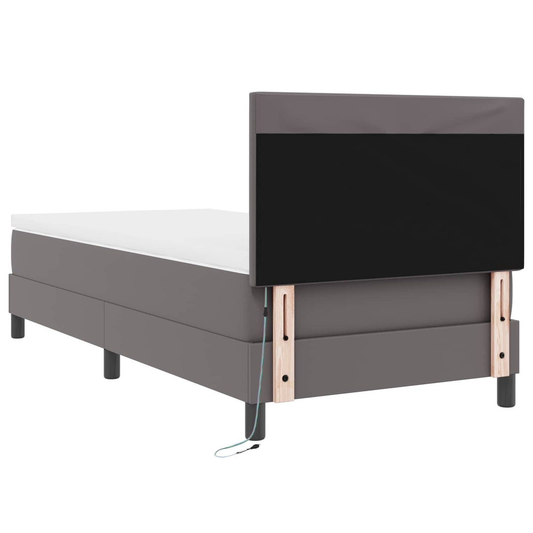 Box spring seng med madras Grå 100 x 200 cm Kunstlæder