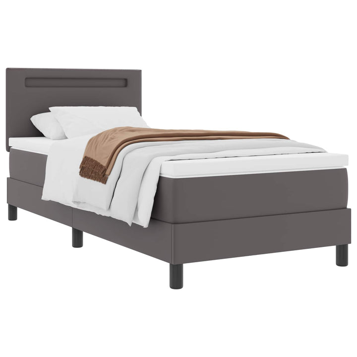 Box spring seng med madras Grå 100 x 200 cm Kunstlæder