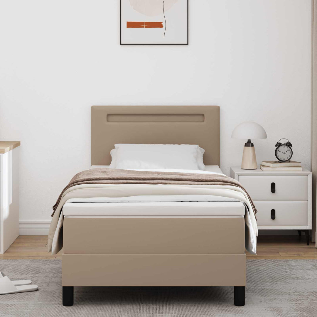 Box spring seng med madras Cappuccino 100 x 200 cm Kunstlæder