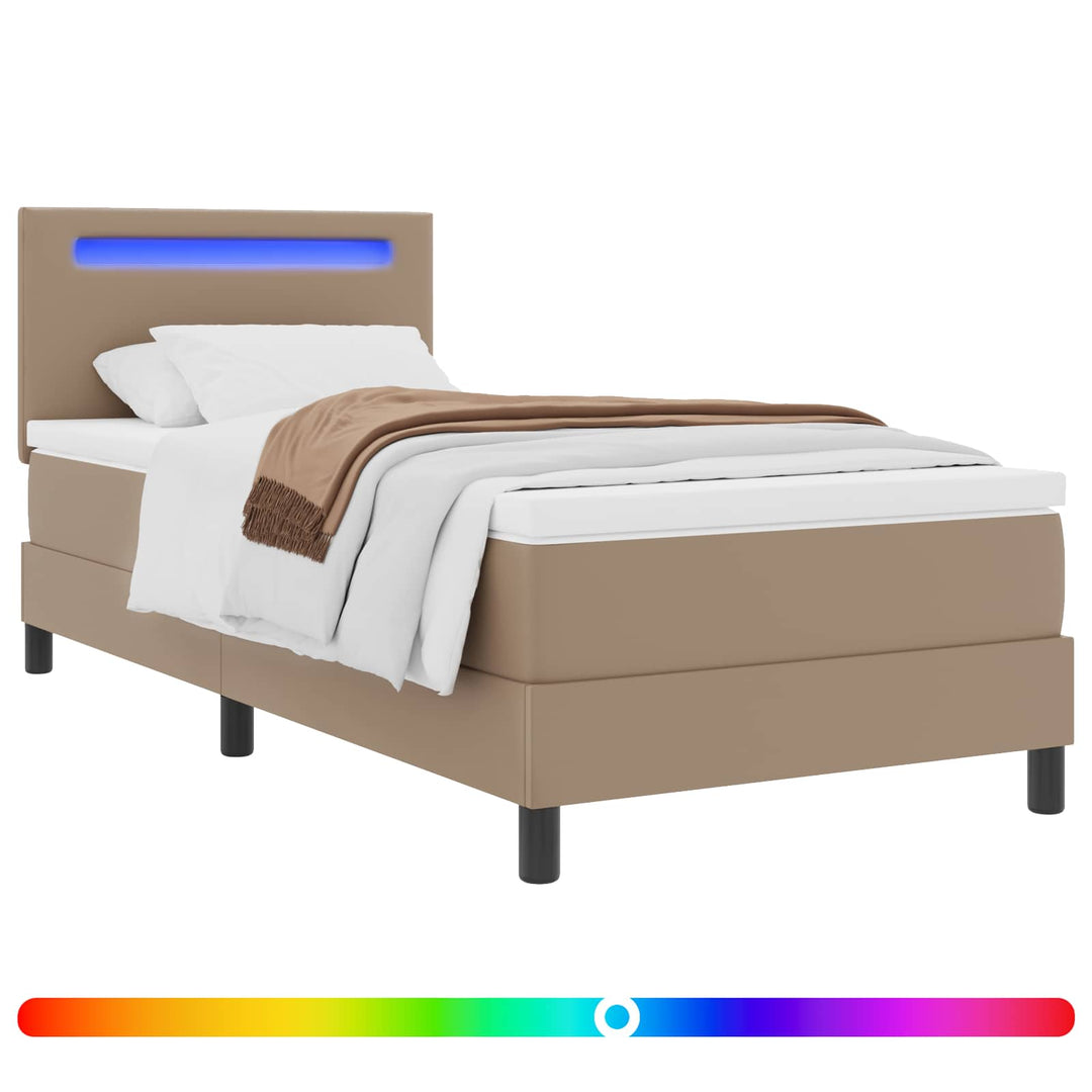 Box spring seng med madras Cappuccino 100 x 200 cm Kunstlæder