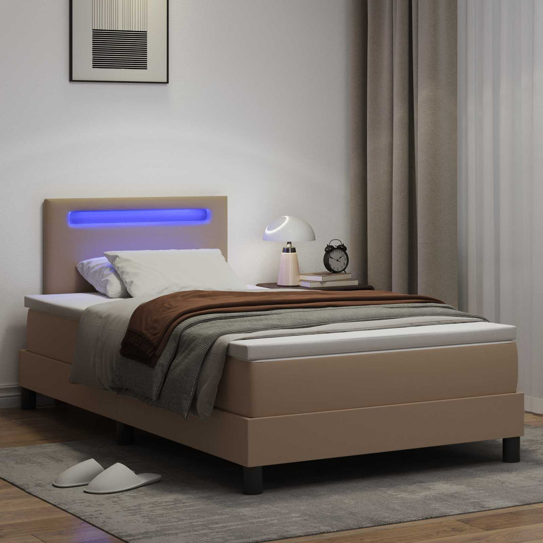 Box spring seng med madras Cappuccino 120 x 190 cm Kunstlæder