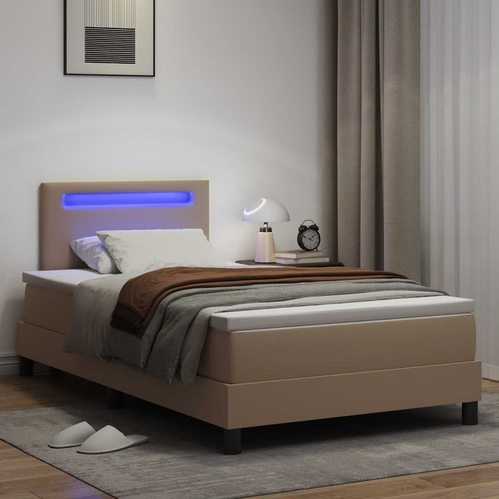 Box spring seng med madras Cappuccino 120 x 190 cm Kunstlæder