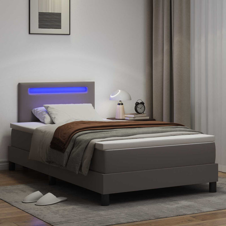 Box spring seng med madras Grå 120 x 200 cm Kunstlæder