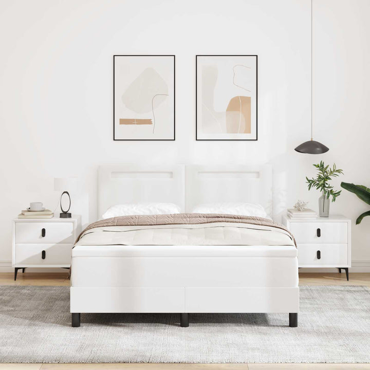 Box spring seng med madras Hvid 140 x 190 cm Kunstlæder