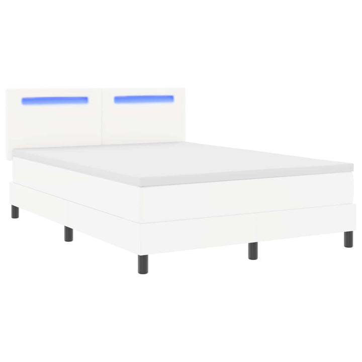 Box spring seng med madras Hvid 140 x 190 cm Kunstlæder